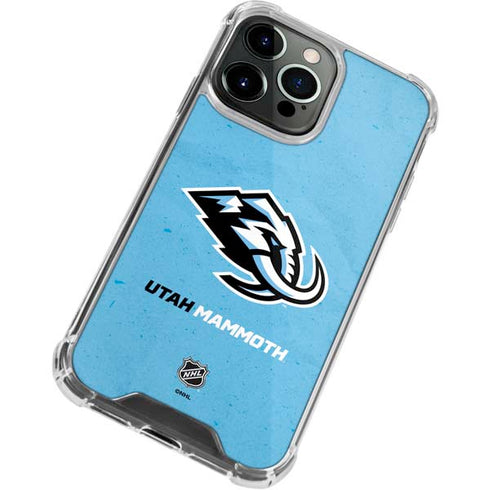 NHL Utah Mammoth Distressed Blue iPhone 14 Pro Clear Case